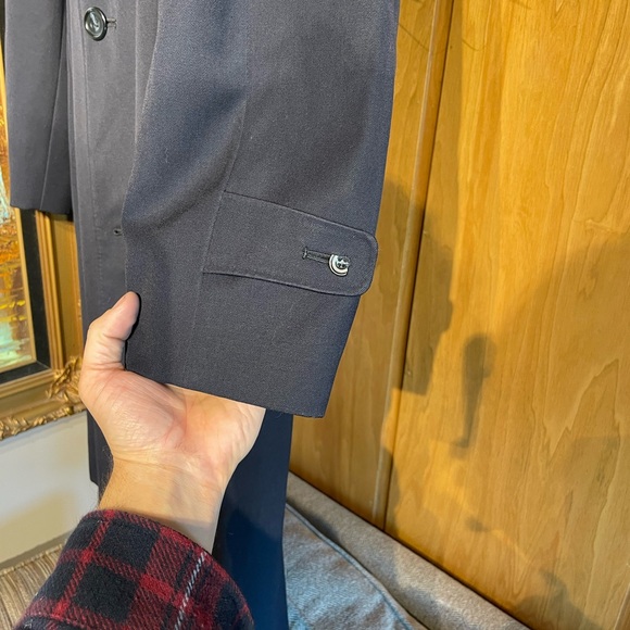 Vintage Aquascutum Navy Wool Long Raglan Coat Wool Mens 44/54Eu made in Canada - Picture 4 of 10